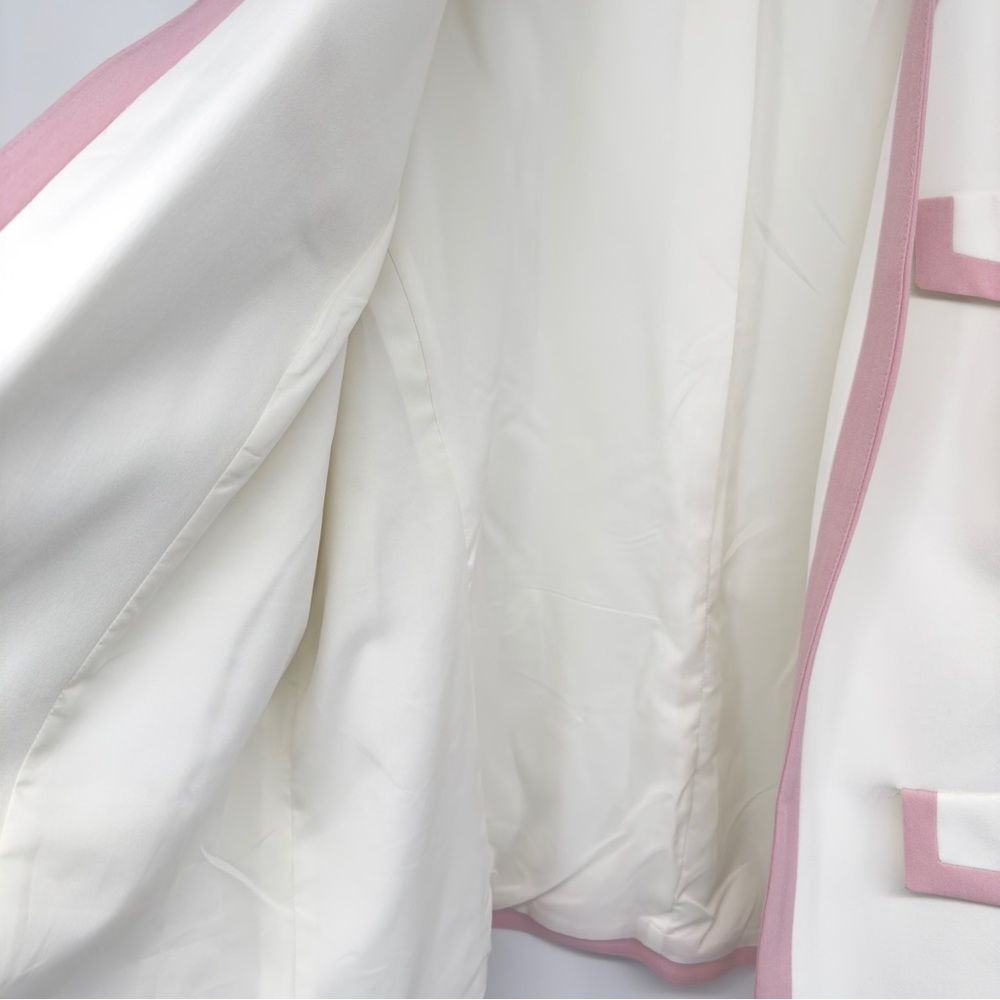 KASPER Framed Open Front Blazer Size 2X in Ivory/Pink - Picture 6 of 8